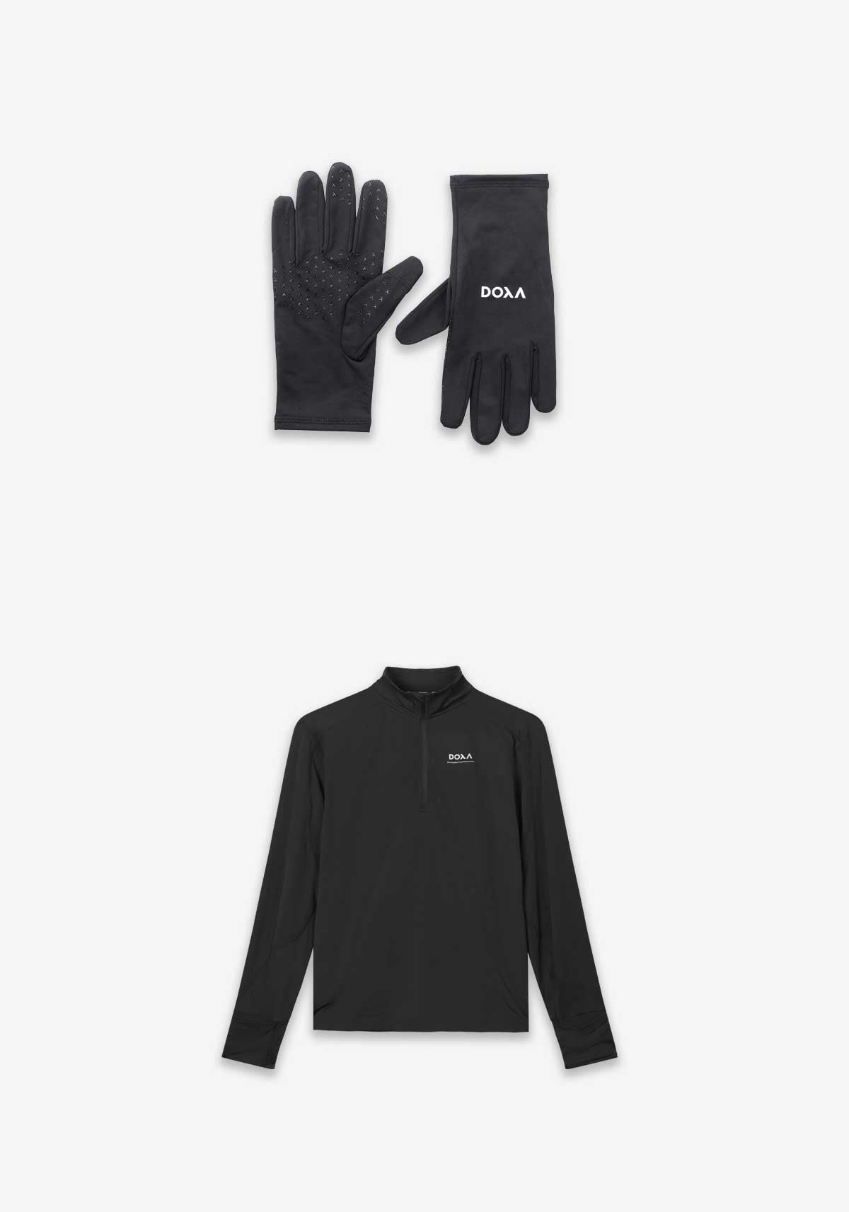 MENS THERMAL HALF ZIP + GLOVES KIT - Black #card-only