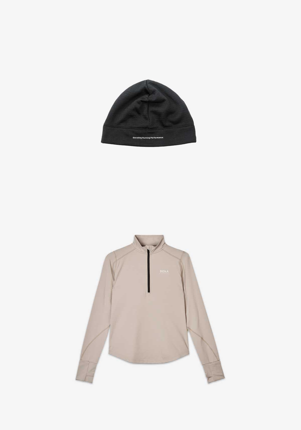 WOMENS THERMAL HALF ZIP + BEANIE KIT - Cloud #card-only